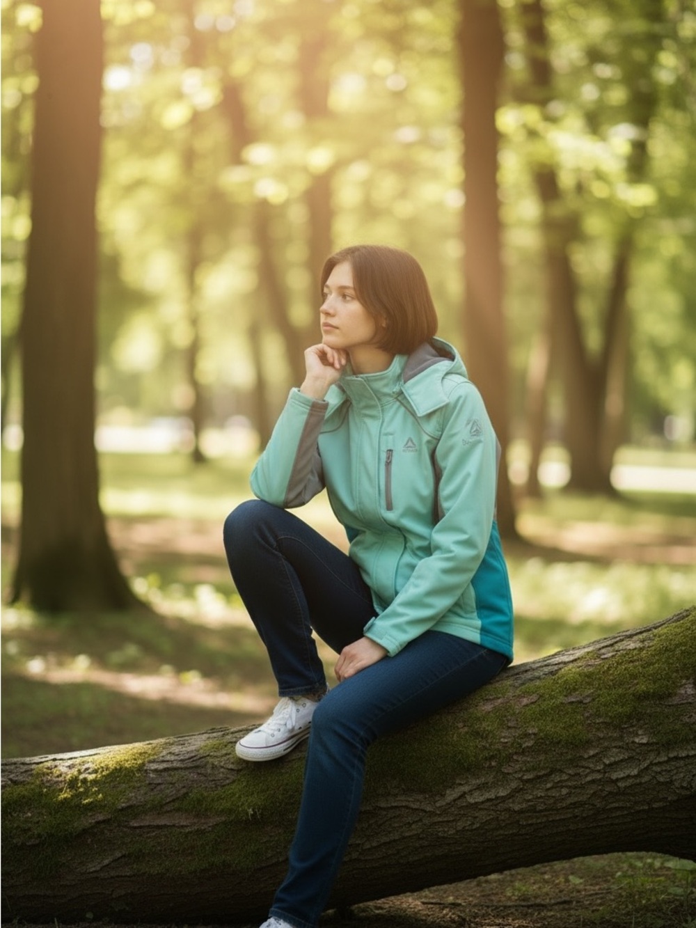Reebok Youth Girls Fleece-Lined Hooded Softshell Jacket Mint Blue Grey M 10/12⁠
